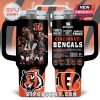 Stanley mug with Cincinnati Bengals players collage and tiger logo.