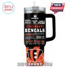Stanley mug with Cincinnati Bengals text and team logos.