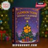 Clemson Tigers Advent Calendar box on table near Christmas tree.