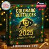 Close-up of the Colorado Buffaloes Advent Calendar 2025 box with gold and green football-themed holiday artwork!