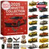 Detailed Corvette models and accessories from the 2025 advent calendar collection.