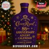 Closeup of Crown Royal 86th Anniversary Advent Calendar showing a purple bottle shape and gold details.
