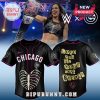 AJ Lee in Chicago Cubs jersey with skeleton design and heartfelt phrase.