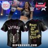 AJ Lee wearing an Astros jersey with skeleton art and “Love you till your last breath” on the back.