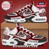 Texas A&M Aggies custom sneakers in maroon and white with personalized name option.