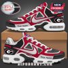 Georgia Bulldogs custom sneakers in red and black with personalized name option.