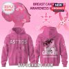 Houston Astros Breast Cancer Awareness hoodie in pink with team logo and pink ribbon design.