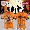 Houston Astros Halloween baseball jersey with Halloween-themed designs and cartoon characters.