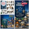 Composite image of Dallas Cowboys Advent Calendar box designs and various collectible ornaments!