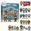 Detroit Lions advent calendar 2025 with 24 mini ornaments including players, mascots, and holiday items.
