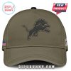 Detroit Lions Salute to Service cap with lion logo and military patches.