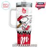 Snoopy swinging bat on tumbler with red and white Diablos design.