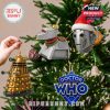 Doctor Who tree ornaments: Dalek, K9, Cyberman with Santa hat, and series logo!