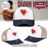 Three-tone baseball cap with red heart design and 