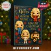 Advent calendar featuring Queen of Country Music mini figures, placed near a Christmas tree and gifts.