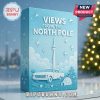 Advent calendar with CN Tower, car, and igloo on an icy blue snowy background.