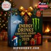 Monster Energy Christmas Advent Calendar 2025 with gifts, snowflakes, and festive elements.
