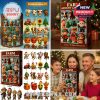 Four-panel collage of Farm Advent Calendar product shots and a family holding the box!
