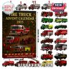 Fire Truck Advent Calendar with size and 24 included toy vehicles displayed.
