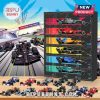 F1 Racing Car Advent Calendar with colorful cars on display.