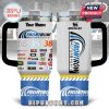 Front Row Motorsports tumbler with logos, numbers, and sponsor decals on white background.