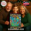 Family holding the Grateful Dead Dancing Bears 2025 Advent Calendar by a Christmas tree!