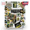 Close-up of Packers advent calendar with team graphics and mascot artwork.