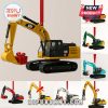Mini excavators from the Heavy Equipment Advent Calendar 2025, featuring detailed die-cast models.