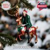 Hozier ornament riding a sparkling reindeer in festive attire!
