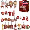 24 miniature collectible ornaments from the Indiana Hoosiers Advent Calendar, including funko pop style figures and various sports and school-themed items!