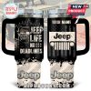 Stanley tumbler with Jeep Life quote and forest background