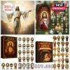 Four Jesus advent calendar styles showing boxes and 24 miniature Jesus-themed figurines.
