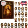 Jesus Advent Calendar 2025 with 24 mini cartoon-style Jesus figures beside the box.