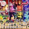 JoJo character mini figure set with colorful manga background.