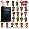 Legends Never Die advent calendar with 24 character mini figures in holiday outfits.