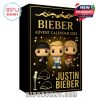 Black and gold Justin Bieber Advent Calendar 2025 box with Funko Pop style figures on the front!