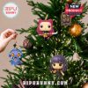 Ornaments of K-pop warrior characters and monsters hanging on Christmas tree.