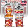 Custom Chiefs tumbler with team logo, gray camo, and red football patterns