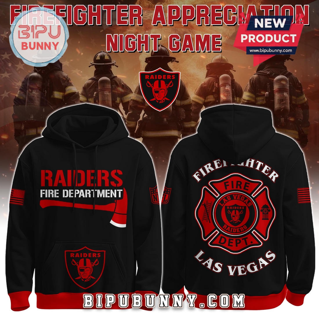 Las Vegas Raiders NFL x Firefighter Appreciation Limited Edition Hoodie Las Vegas Raiders NFL x Firefighter Appreciation Limited Edition Hoodie