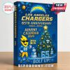 Close-up of the Los Angeles Chargers Advent Calendar with the 65th anniversary theme and festive design.