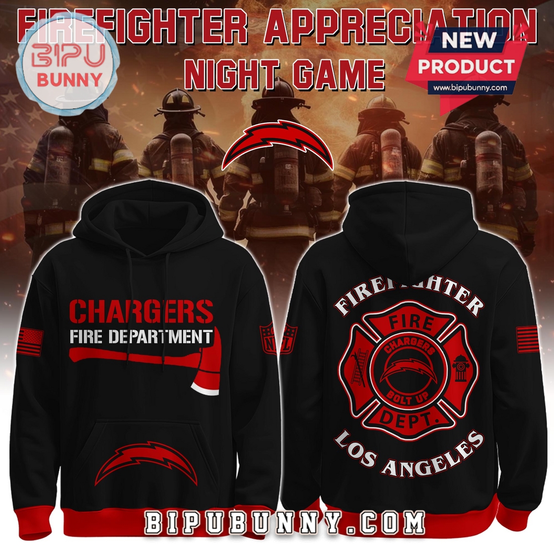 Los Angeles Chargers NFL x Firefighter Appreciation Limited Edition Hoodie Los Angeles Chargers NFL x Firefighter Appreciation Limited Edition Hoodie