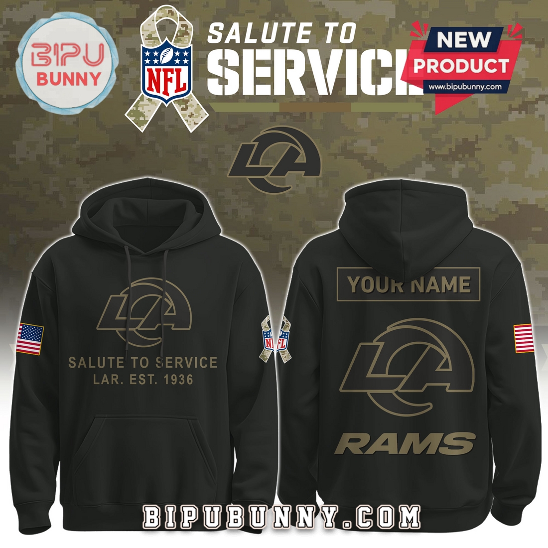 Los Angeles Rams Nike 2025 Salute to Service Pullover Hoodie Los Angeles Rams Nike 2025 Salute to Service Pullover Hoodie