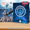 Manchester City advent calendar with clean layout and fan celebration background.