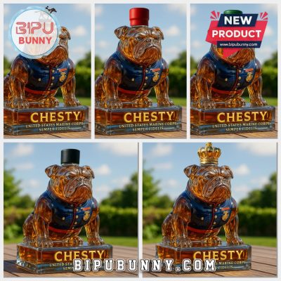 Marine Corps Bulldog Chesty Whiskey Bottle