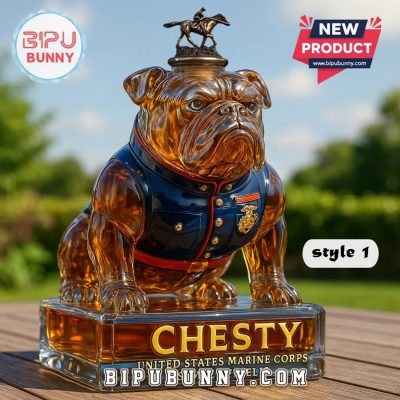 Marine Corps Bulldog Chesty Whiskey Bottle