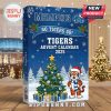 Blue Memphis Tigers Advent calendar box with snowy trees and tiger mascot wearing Christmas scarf.