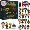 Go Blue Michigan Advent Calendar 2025 box and the 24 funko style collectible figures laid out!