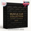 Close-up of the 2025 Muscle Car Collection Advent Calendar box featuring muscle car illustrations.