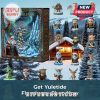 Mythic Yuletide advent calendar and full figure set with holiday background and ad text.