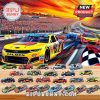 NASCAR Advent Calendar featuring miniature collectible cars with a racing-themed backdrop.